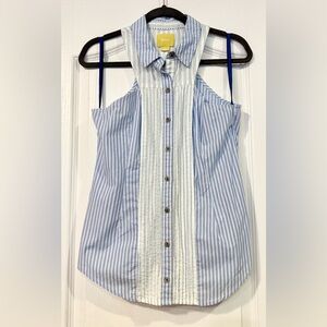 ANTHROPOLOGY MAEVE Blue and White Striped Button Down Shirt
